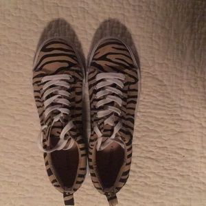 H & M zebra print platform tennis shoes